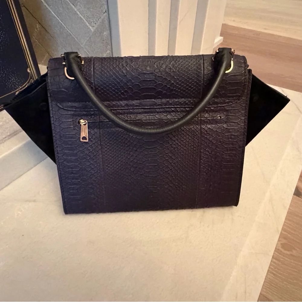 Trapeze python and suede Women's Bag - Picture 2 of 9